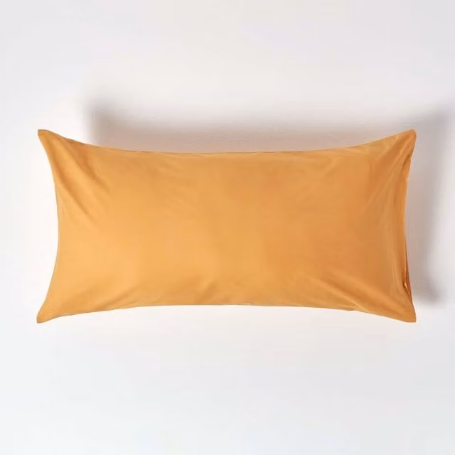Homescapes 200 Thread Count Yellow Combed Cotton Percale Pillowcase