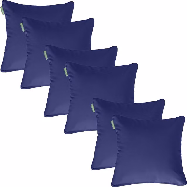 Gardenista Set of 6 Square Outdoor Scatter Cushions in Blue and Beige