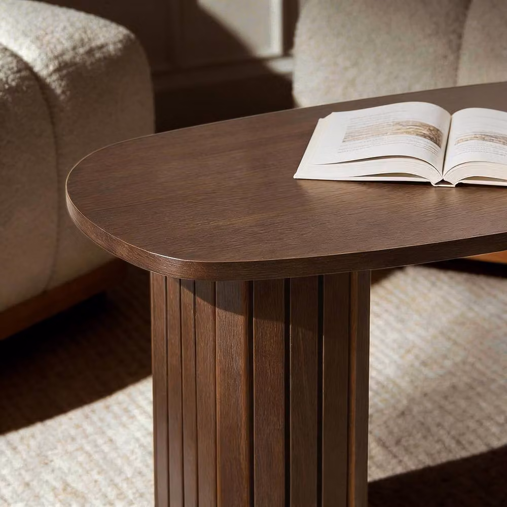 OHS Madison Ribbed Oval Coffee Table in Dark Brown – 2