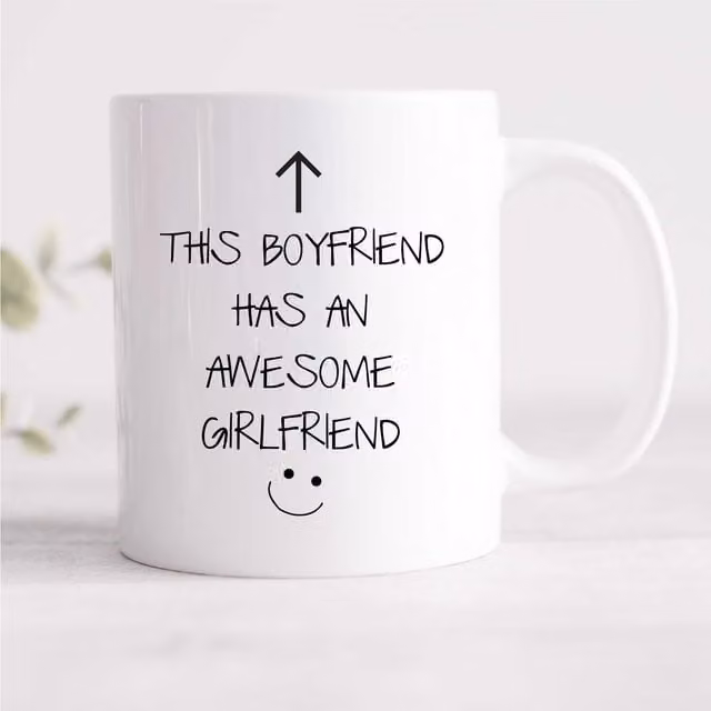 60 Second Makeover Men's This Boyfriend Has An Awesome Girlfriend Ceramic Mug in White