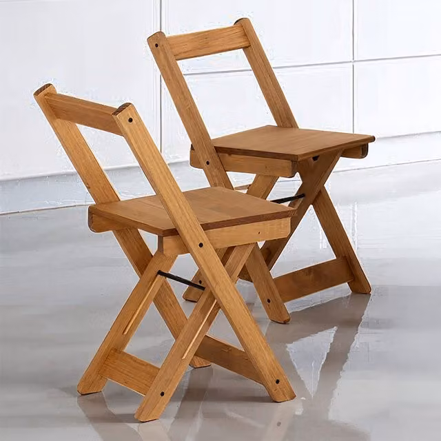 Seconique Santos Folding Dining Chairs in Natural Wax (Pack of 2)