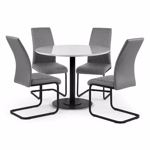 Julian Bowen Xavier Set of 4 Modern Grey Faux Leather Dining Chairs with Black Cantilever Legs, H 100 x W 43 cm – 8