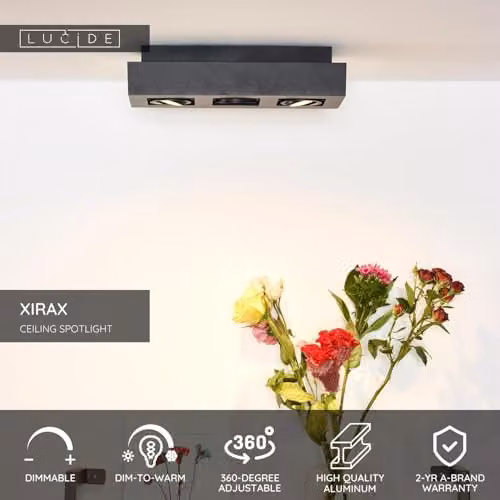 Lucide Xirax Dimmable Adjustable Ceiling Spotlight GU10 in Black – 2