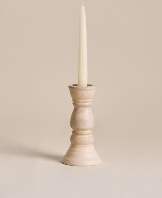 M&S Classic Rounded Ceramic Hybrid Candle Holder in Brown