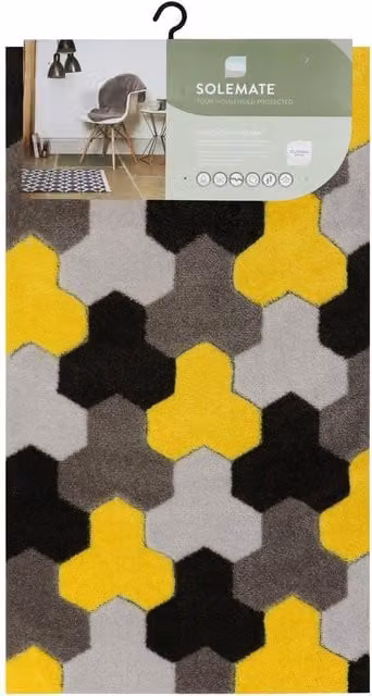 JVL Solemate Hand Carved Geometric Door Mat, Yellow, W: 57 cm, D: 100 cm – 1