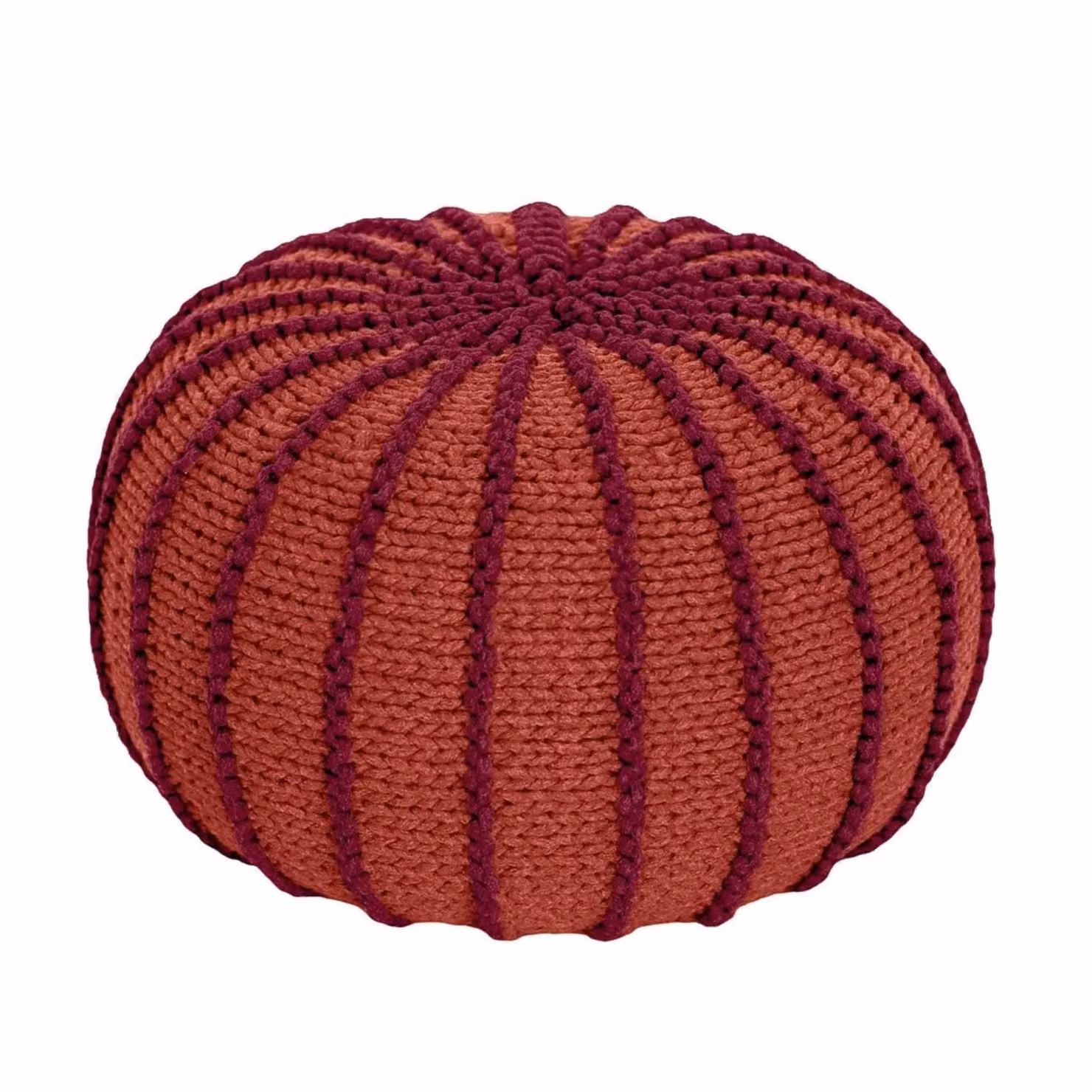 Zuri House Ziggy Knitted Pouffe in Terracotta – 2