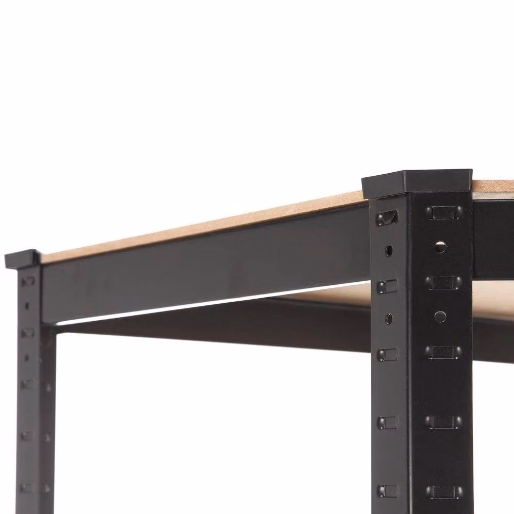 Nordara Heavy Duty Boltless Corner Shelving Unit in Black, H 180 x W 70 x D 40 cm – 4