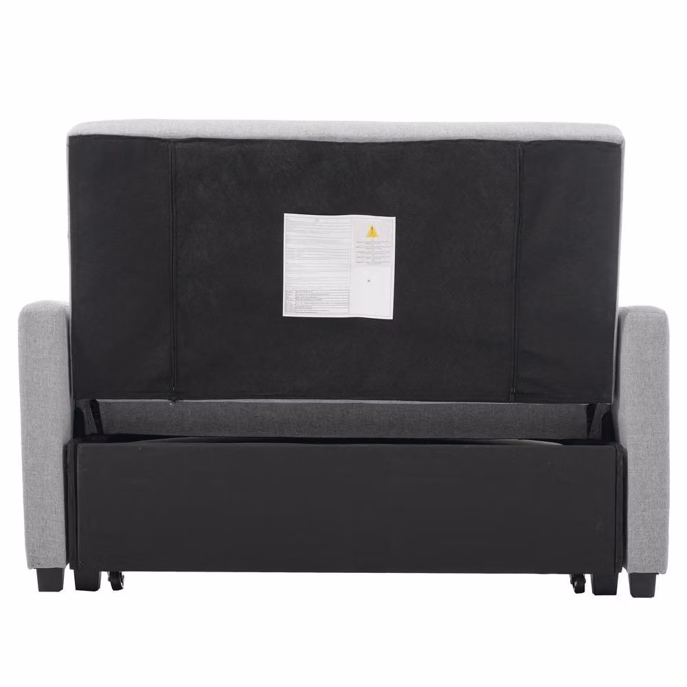 Merax Convertible Fabric Sofa Bed in Grey with Scatter Cushions and Click-Clack Mechanism, W/D/H: 180 x 110 x 75 cm – 4