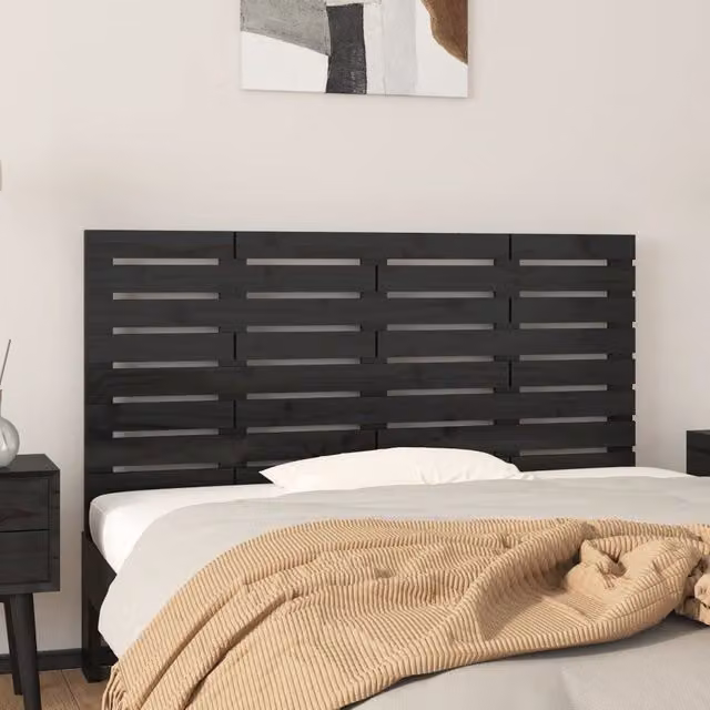 Berkfield Home Black Rustic Solid Pine Wall Mount Headboard W: 126 cm, D: 3 cm, H: 63 cm – 1