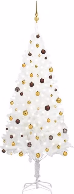 Berkfield Home Artificial Pre-lit Christmas Tree with Ball Set, White, Height: 240 cm – 1