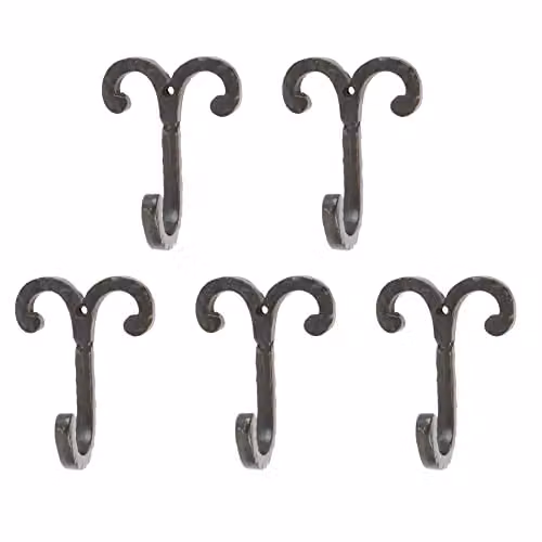 Hammer and Tongs Matt Black Powder-Coated Iron Wire Coat Hook, Pack of 5 – 2