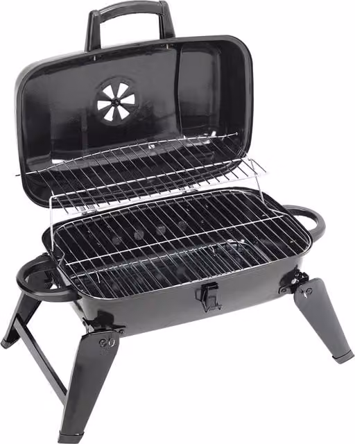 Darphe Portable Tabletop Charcoal BBQ Grill in Black Metal