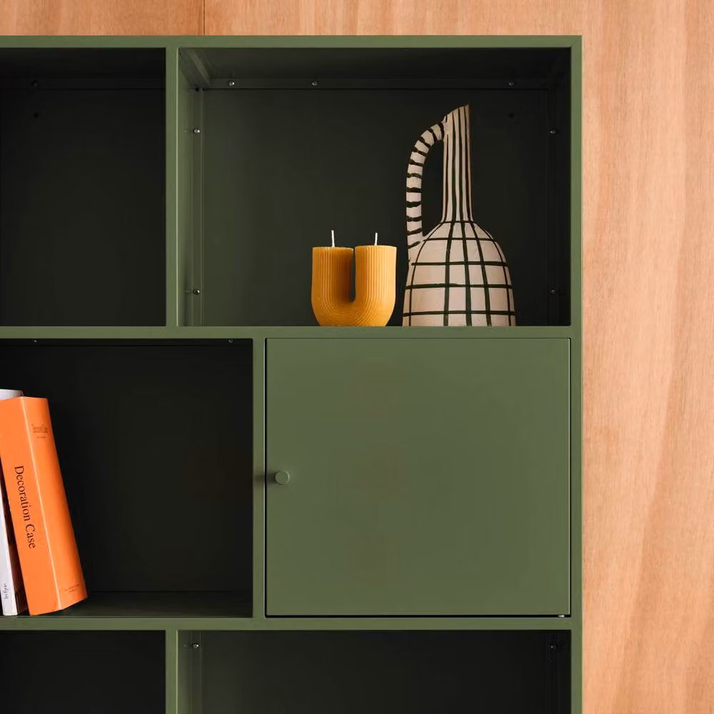 sweeek Industrial Metal Buffet Storage Unit with 8 Compartments in Matt Green, H: 160.5 cm, W: 80 cm, D: 28 cm – 3