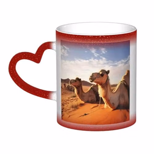 Oudrspo Camels Rest Desert Heat Sensitive Color Changing Ceramic Mug, Blue – 1