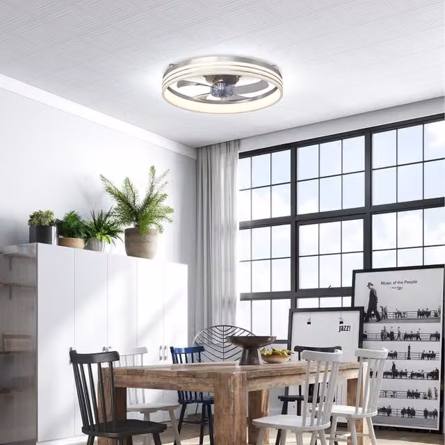 HOMCOM Silver Ceiling Fan with Light and App Control, 50 cm