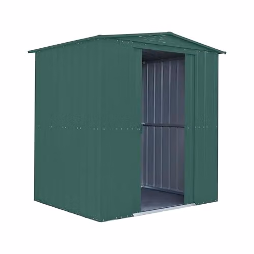 Globel Green Metal Garden Storage Shed with Apex Roof, Sliding Double Doors and Air Vents, W/D/H: 182.88 x 152.4 x 193.51 cm