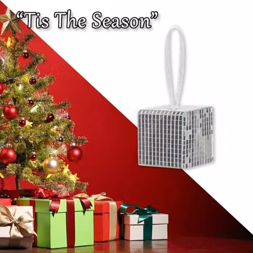 VFM e-Store Silver Geometric Gift Box Hanging Christmas Decoration, W/D/H: 6 x 6 x 6 cm – 5