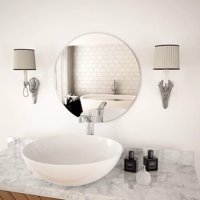 Berkfield Home Round Glass Wall Mirror in Silver, Diameter: 50 cm – 1