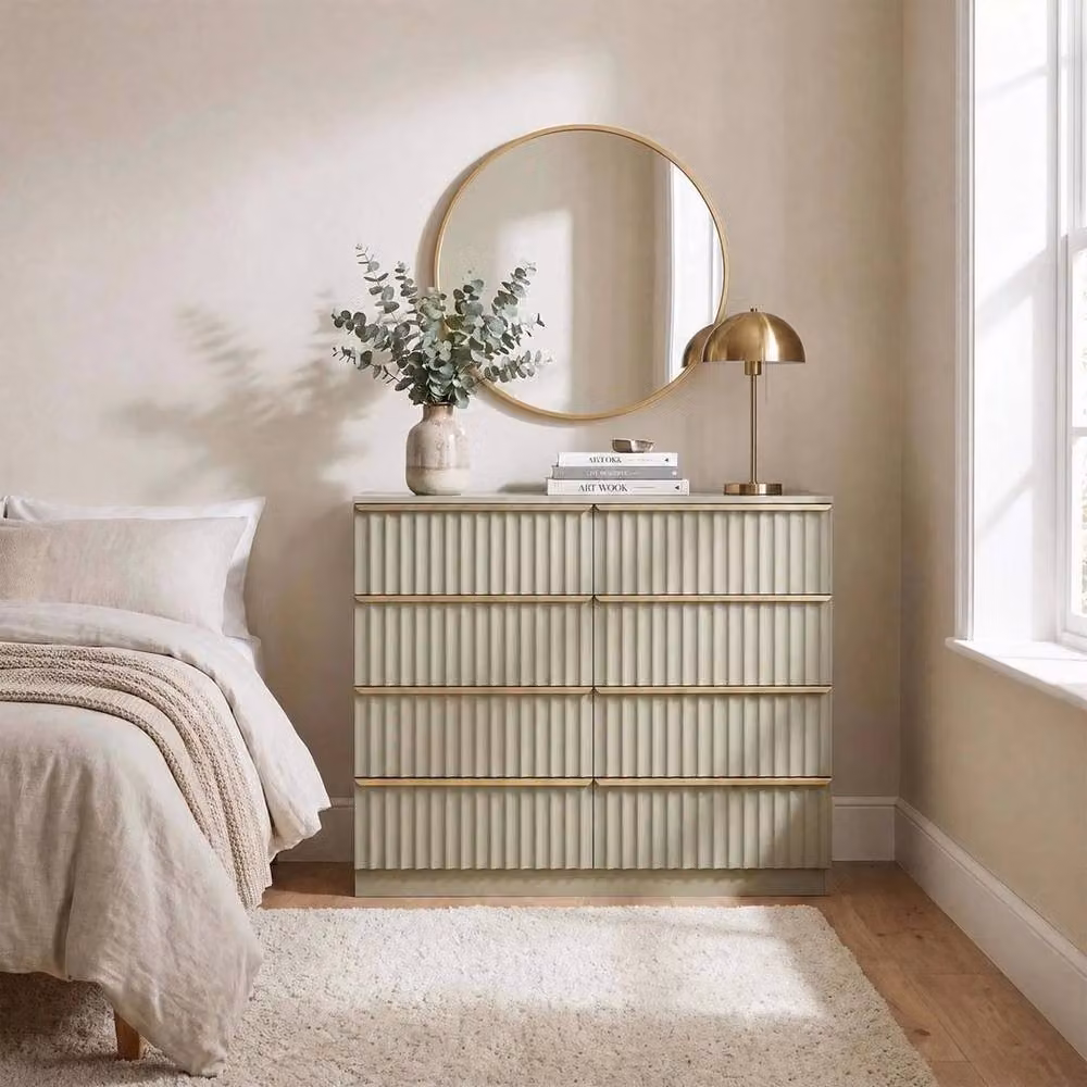 FORGEVIO Modern 8 Drawer Metal Chest of Drawers in Green and Gold – 3