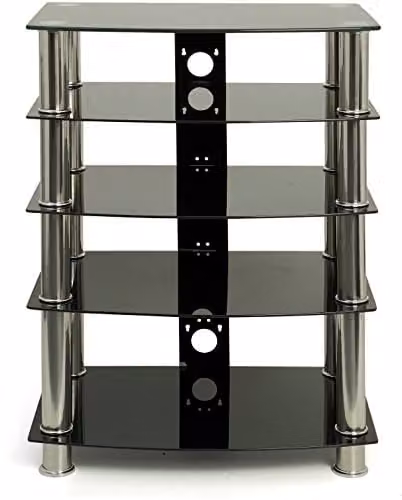 Centurion Supports Galago Contemporary Black Glass AV Separates Stand with 5 Shelves, W/D/H: 82.5 x 60 x 44 cm – 5