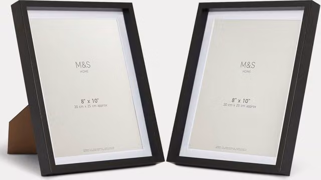 M&S Set of 2 Black Rectangular Wooden Tabletop Photo Frames