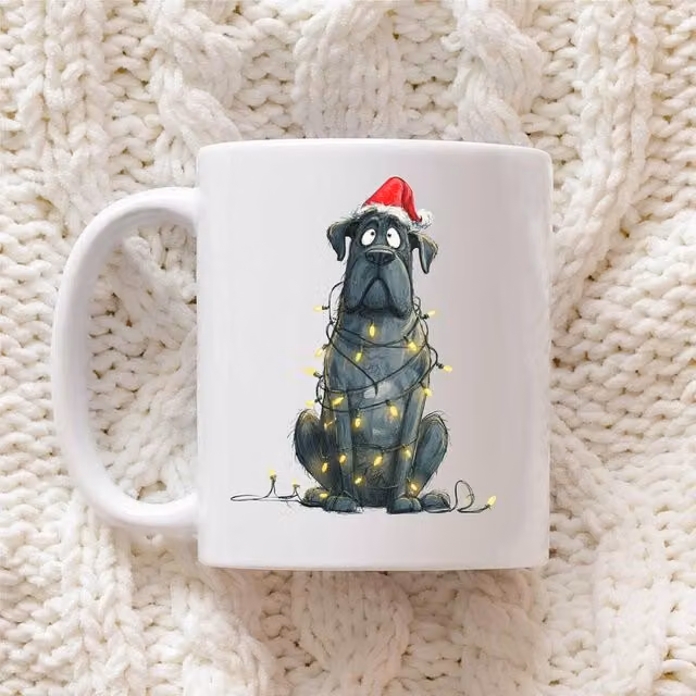 60 Second Makeover Cane Corso Christmas Lights Ceramic Mug in White – 1