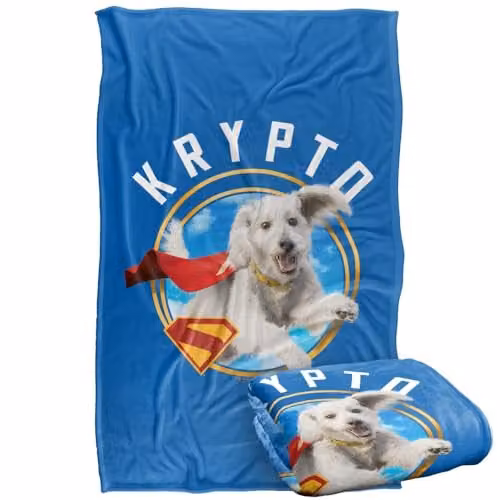 LOGOVISION Superman 2025 Krypto Sky Super Soft Fleece Throw Blanket, Multicolour, W: 91.44 cm x L: 147 cm – 1