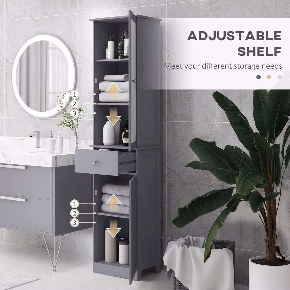 Havendro Storage Cabinet Organizer Tower with Shelves and Drawer, Dark Grey – 3