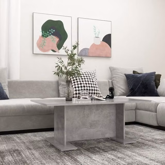 Berkfield Home Modern Rectangular Coffee Table in Grey Composite Wood, W: 103.5 cm, D: 60 cm, H: 40 cm