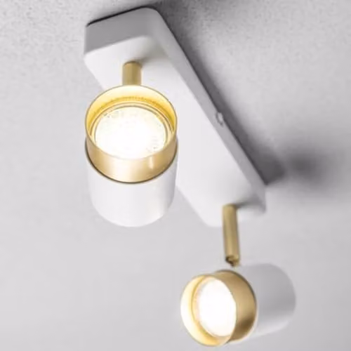 CGC Lighting Orio White and Gold Double GU10 Adjustable Ceiling Spot Light Bar – 2