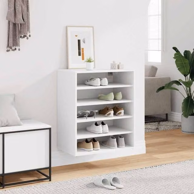 Berkfield Home White Minimalist Shoe Cabinet with Internal Shelves, W/D/H: 60 x 35 x 70 cm – 1