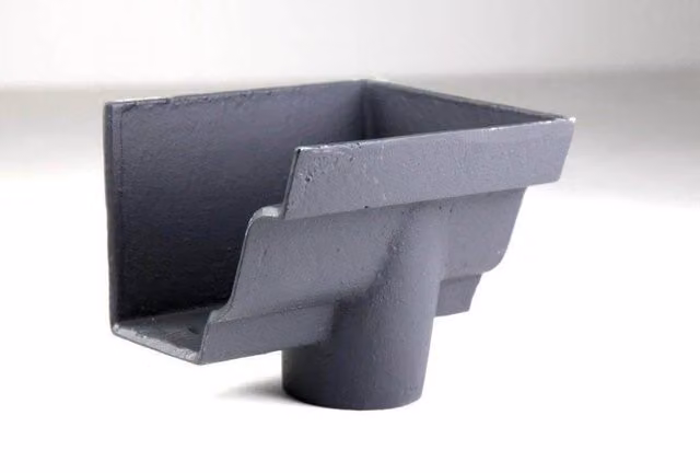 Hargreaves Premier Cast Iron Moulded Ogee Gutter Right Hand Stopend Outlet, 100mm for 65mm Downpipe, Grey