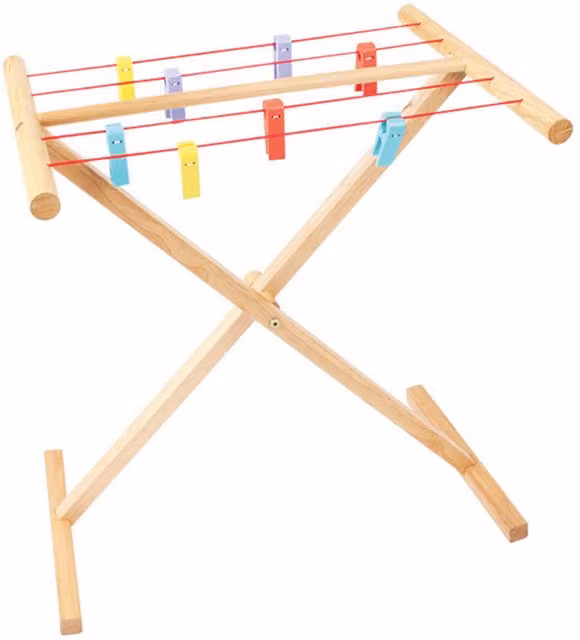 Bigjigs Toys Wooden Clothes Airer in Multicolour and Yellow