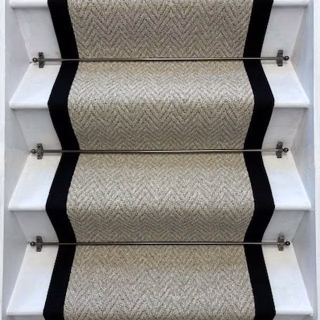 RainbowHome Andes Grey Stair Runner with Black Cotton Border, W/D/H: 20 x 12 x 12 cm – 1