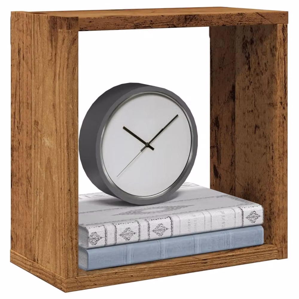Berkfield Home Wall Mounted Cube Shelves, 6 Piece Set in Old Wood Brown, W/D/H: 30 x 15 x 30 cm – 2