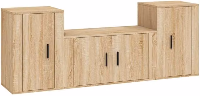 Berkfield Home 3 Piece Sonoma Oak TV Cabinet Set in Brown