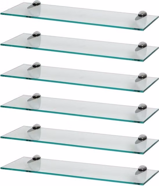 Harbour Housewares Floating Glass Shelf, Transparent, Width: 60 cm