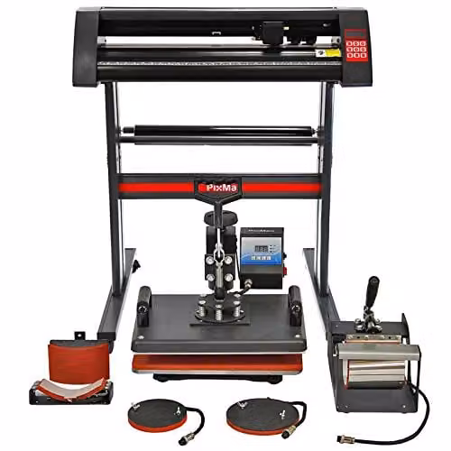 PixMax 5 in 1 Heat Press Bundle with Sublimation Vinyl Cutter and SignCut Pro Software in Black – 1