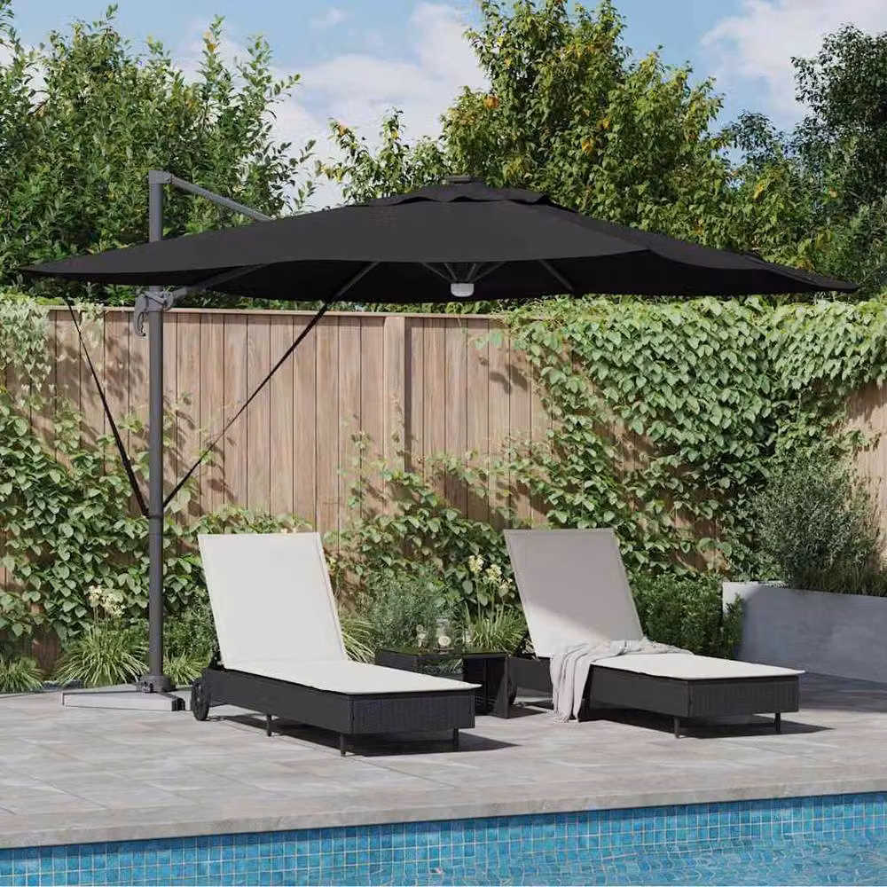 Berkfield Home Roma Cantilever Parasol with LEDs in Black Aluminium, W: 285 cm, D: 285 cm, H: 270 cm – 2