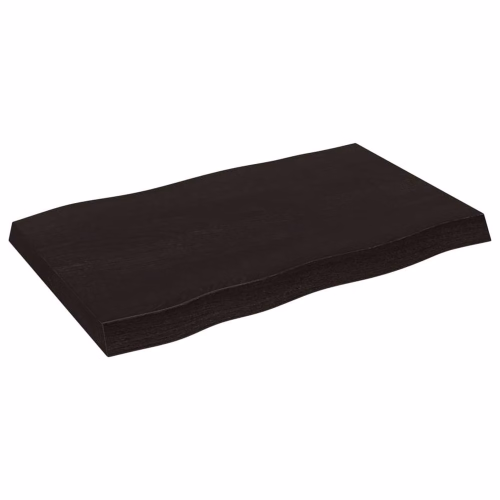 Berkfield Home Table Top Charcoal Dark Grey Live Edge Solid Oak Wood W/D/H: 80 x 50 x (2-6) cm – 3