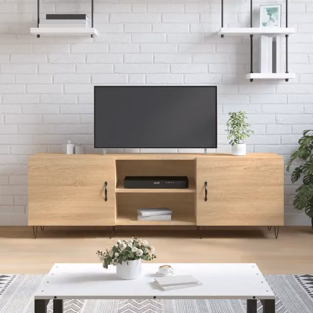 Berkfield Home TV Cabinet in Sonoma Oak Brown, W/D/H: 150 x 30 x 50 cm