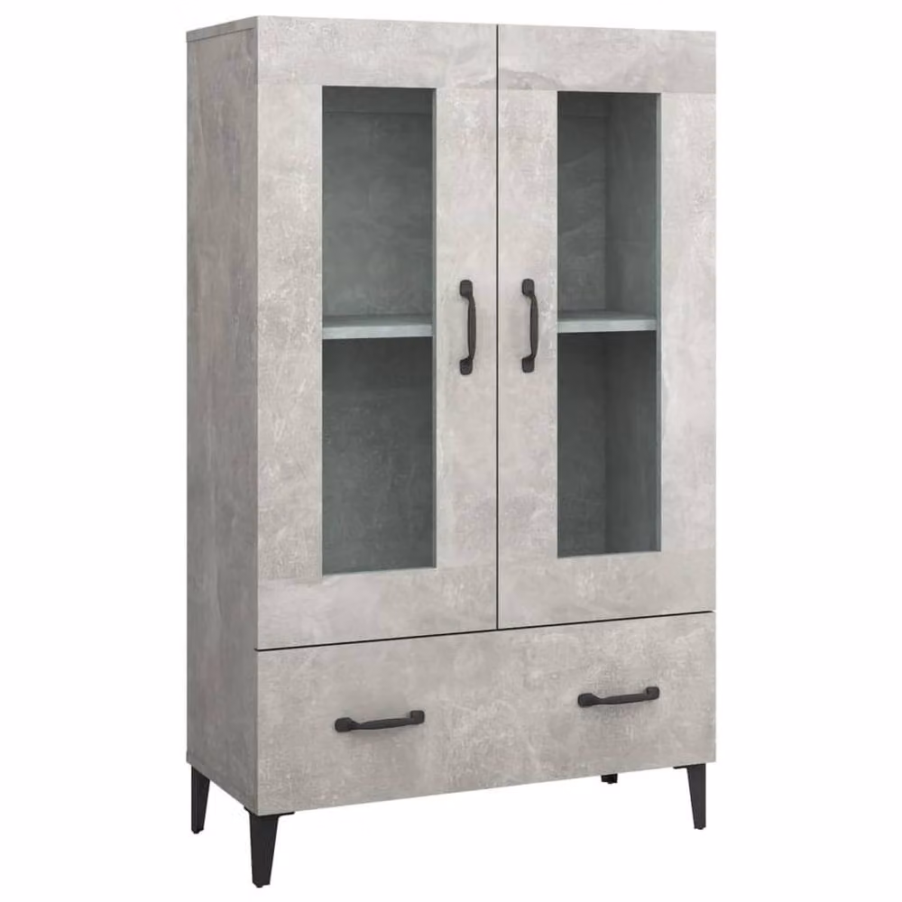 Berkfield Home Modern Highboard in Concrete Grey with Glass Doors, W/D/H: 70 x 31 x 115 cm – 2