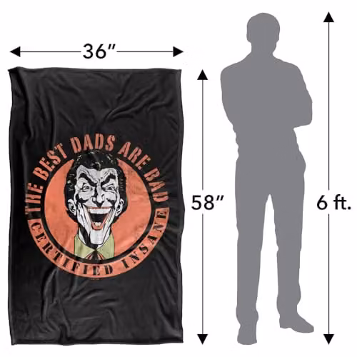 Warner Bros. Batman Joker The Best Dads Are Bad Super Soft Fleece Throw Blanket, Multicolour, W/D/H: 91 x 147 cm – 4