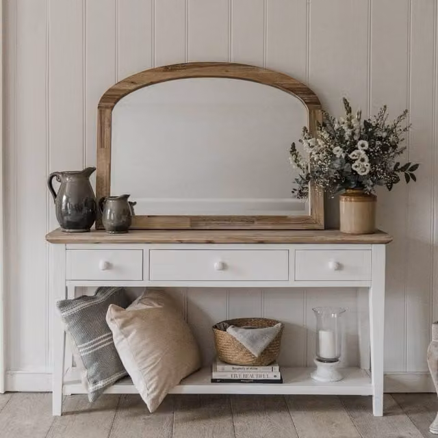 Statement Furniture Florence Large Console Table in White with 3 Drawers, W/D/H: 143 x 32.5 x 76 cm – 1