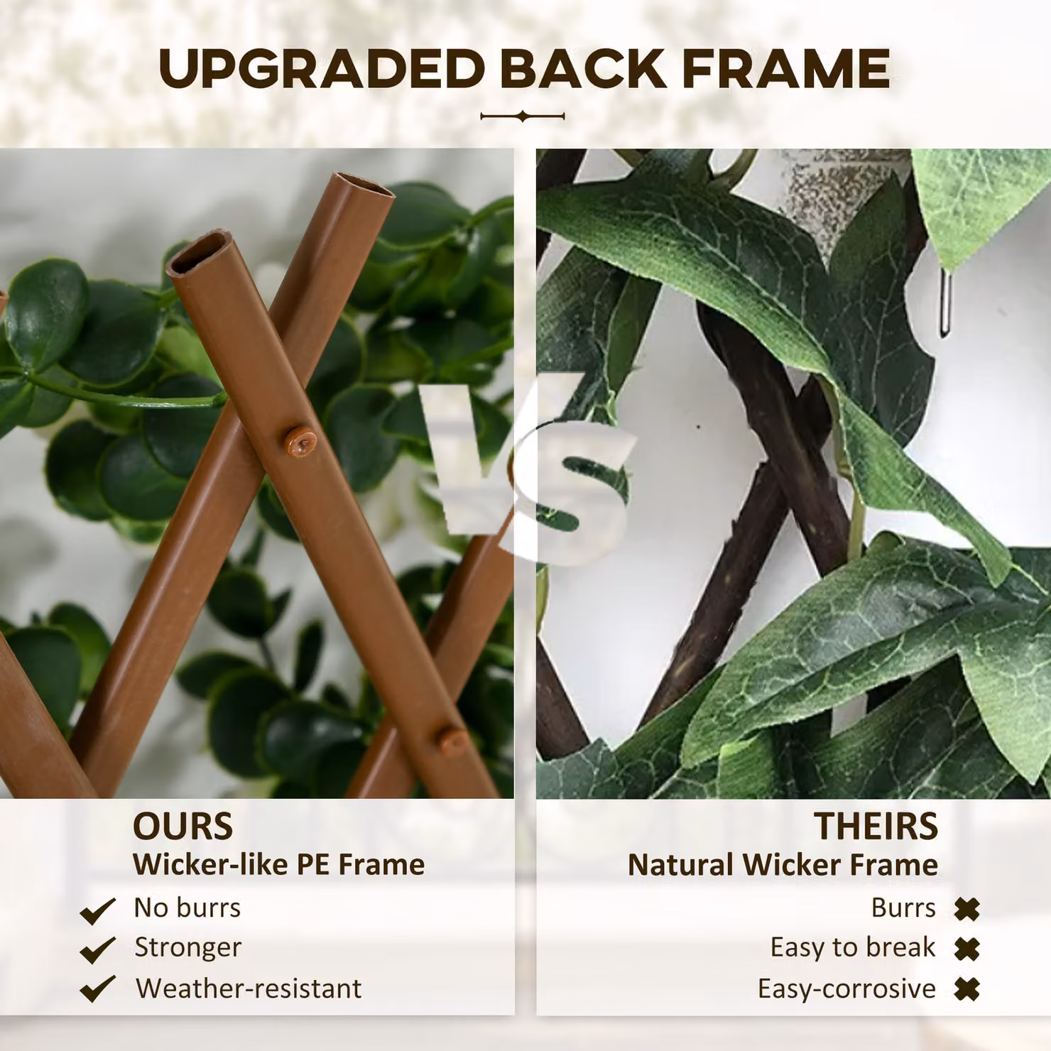 Outsunny 2 Piece Expandable Faux Privacy Fence Green Artificial Hedge Trellis with Leaves – 5