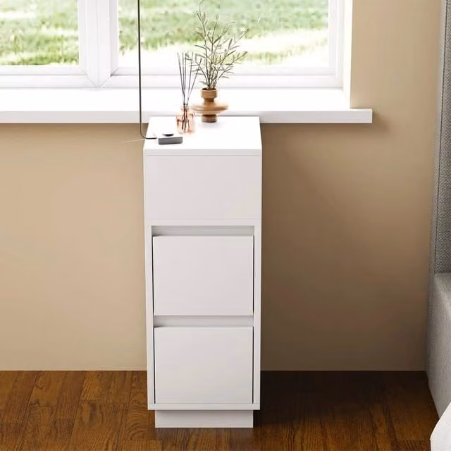 VOGREX Modern 2 Drawer Nightstand Side Chest Bedside Cabinet in White
