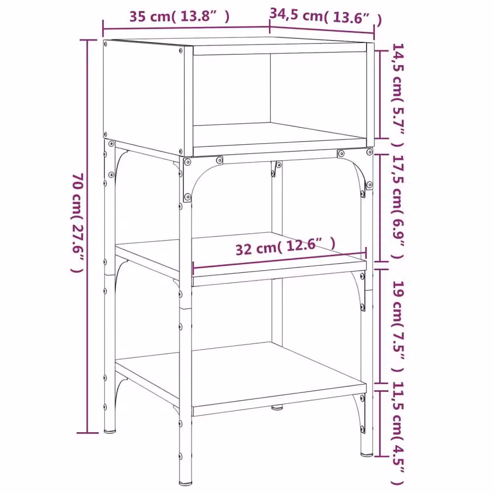 Berkfield Home Elegant Bedside Tables, 2 Piece Set in Black, W/D/H: 35 x 34.5 x 70 cm – 5
