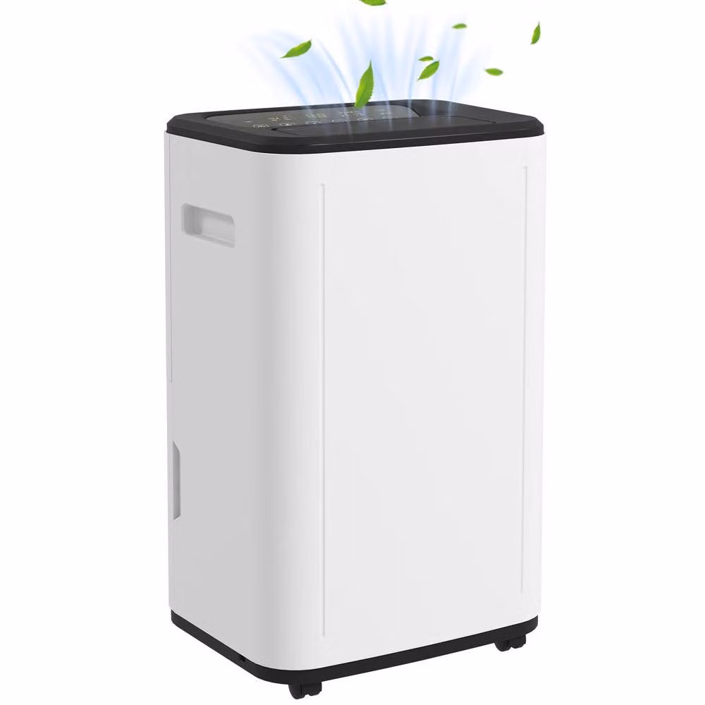 HOMCOM Portable Dehumidifier with 24H Timer and Auto Defog, 20L/Day Capacity, White – 2