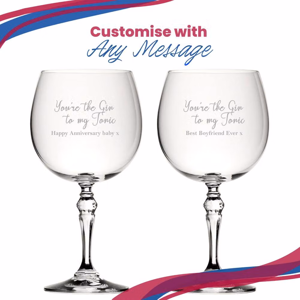 Uniqueful Personalised You're the Gin to My Tonic Crystal Gin and Tonic Cocktail Glass in Clear – 3
