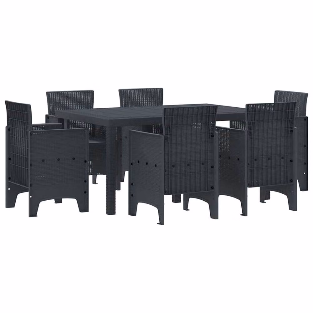 Berkfield Home Modern 7 Piece Grey Poly Rattan Garden Dining Set in Anthracite – 2